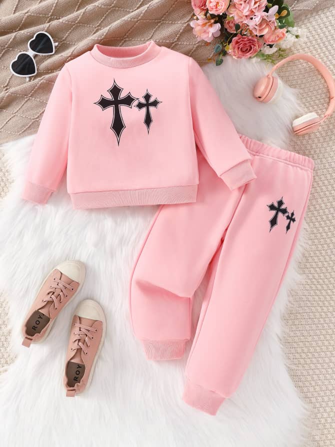 Pink Pulse Cross Tracksuit Set - Joggers & Sweatshirt
