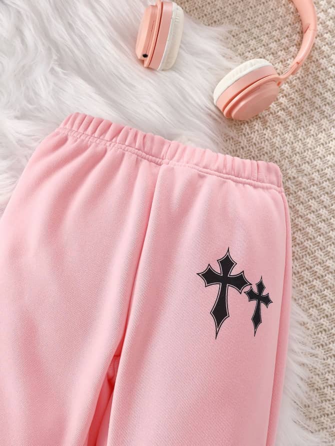 Pink Pulse Cross Tracksuit Set - Joggers & Sweatshirt