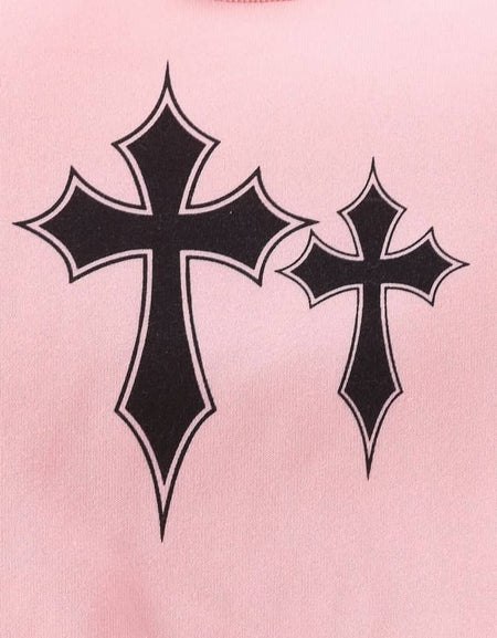 Pink Pulse Cross Tracksuit Set - Joggers & Sweatshirt