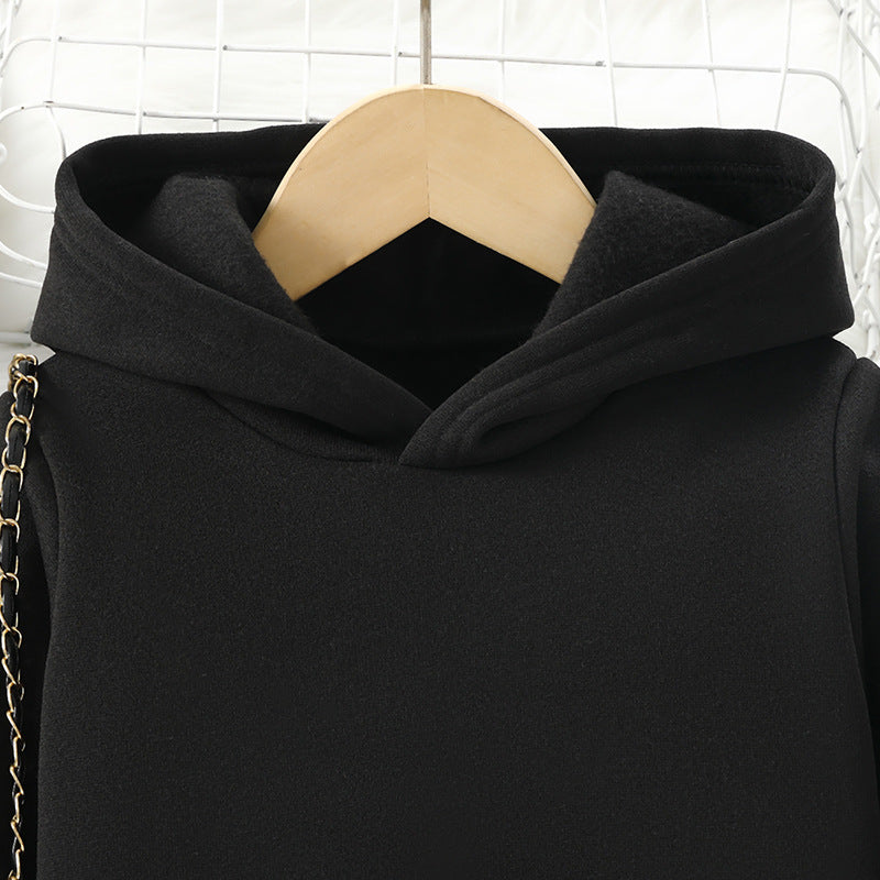 Black Crop Hoodie & Abstract Camo Cargo Set