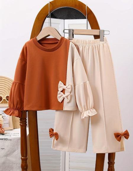 Contrast Two-Piece Bow Detail Set