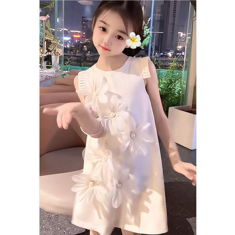 Pearl Flower Pleats Shoulder Dress