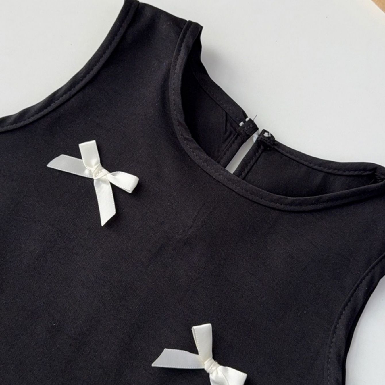 Bow Detailed Pleated Hem Dress