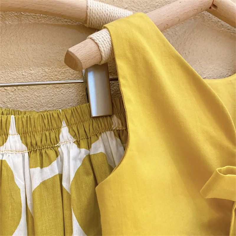 Lemon Zest Summer Set - Bow Top, Polka Pants & Sunhat