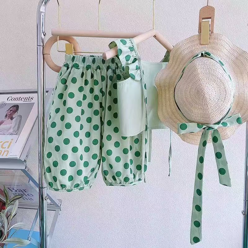Mint Meadow Play Set - Bow Top, Polka Pants & Sunhat