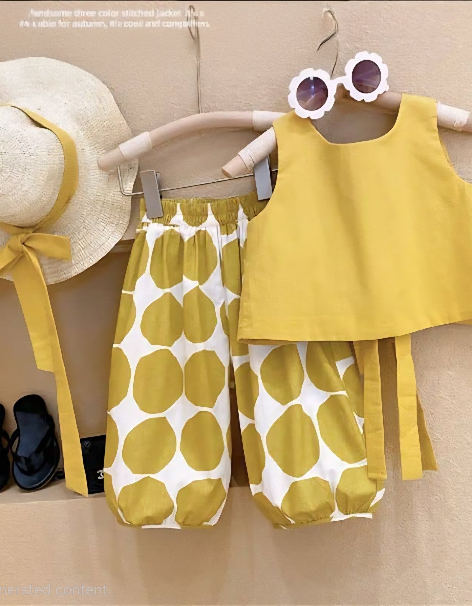 Lemon Zest Summer Set - Bow Top, Polka Pants & Sunhat