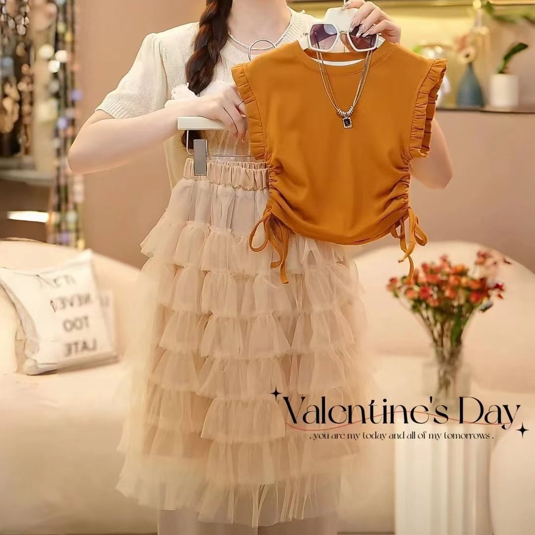 Ruffle Ready Layered Skirt & Side-Tie Top