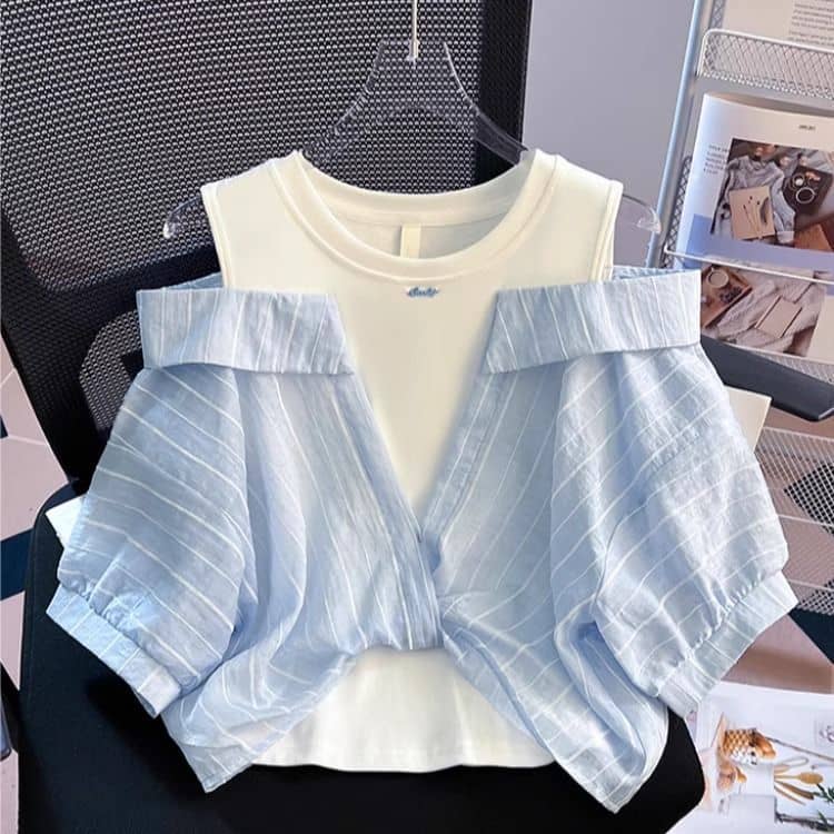 Collar Puffsleeve Layered Top