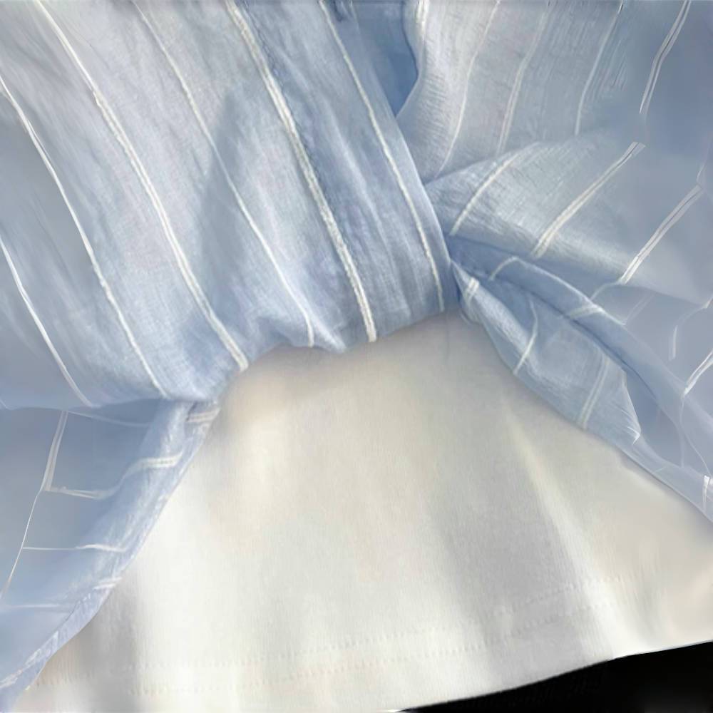 Collar Puffsleeve Layered Top