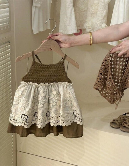 Boho Chic Crochet& Lace Dress with Capelet Set