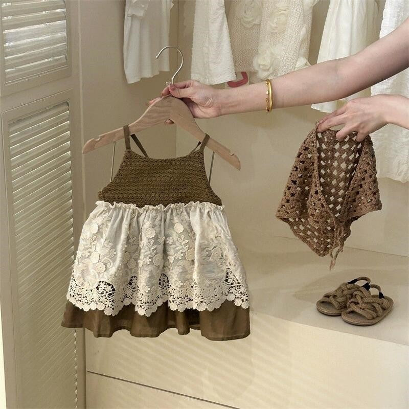 Boho Chic Crochet& Lace Dress with Capelet Set