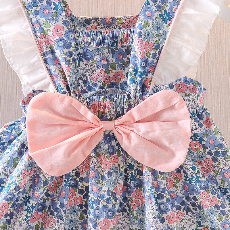 Floral Print Frill Sleeve Smock Dress
