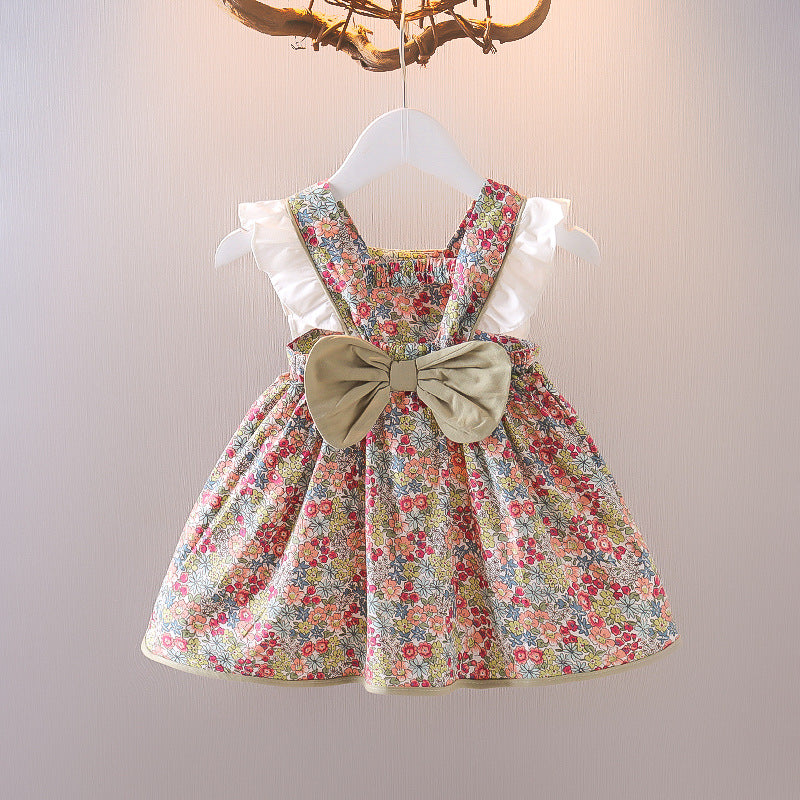 Floral Print Frill Sleeve Smock Dress