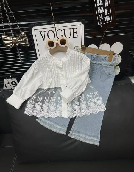 Vogue Lace and Light Denim 2piece Set