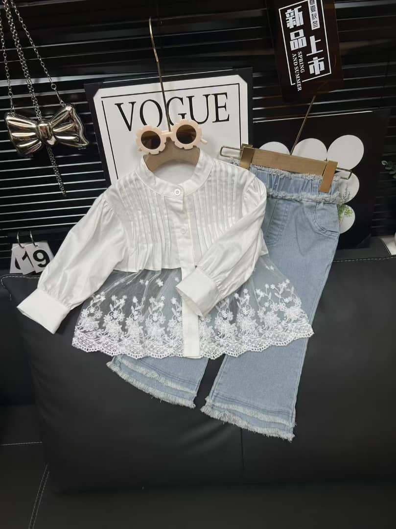 Vogue Lace and Light Denim 2piece Set