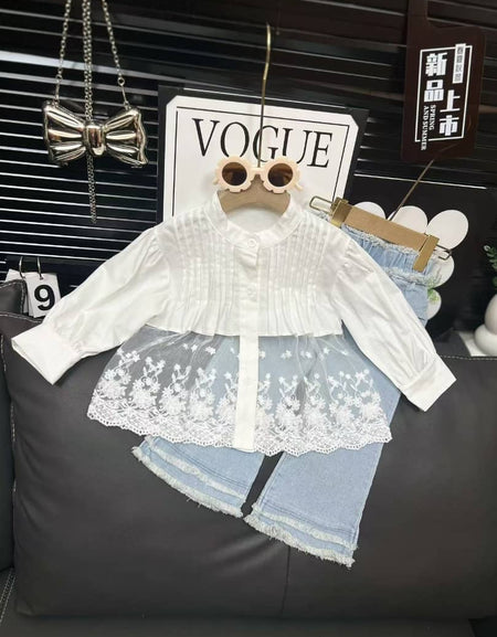 Vogue Lace and Light Denim 2piece Set