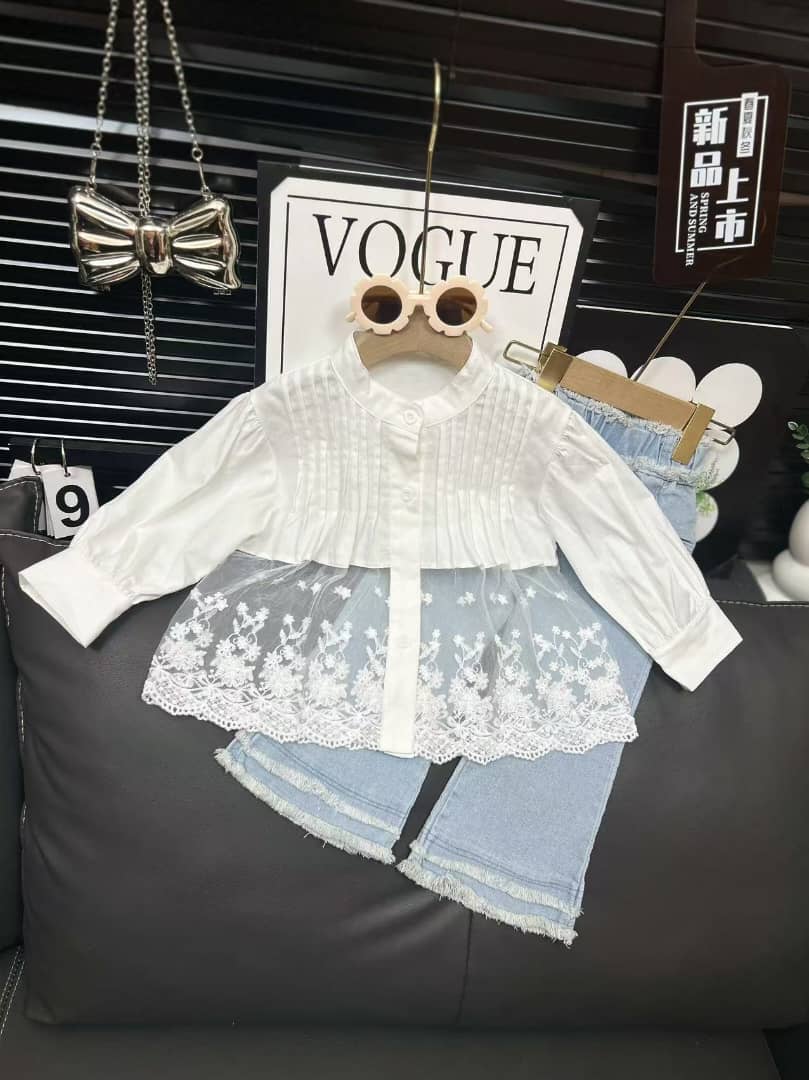 Vogue Lace and Light Denim 2piece Set