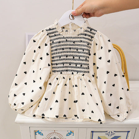 Hearts & Bows Smocked Blouse and Flare Pants Set