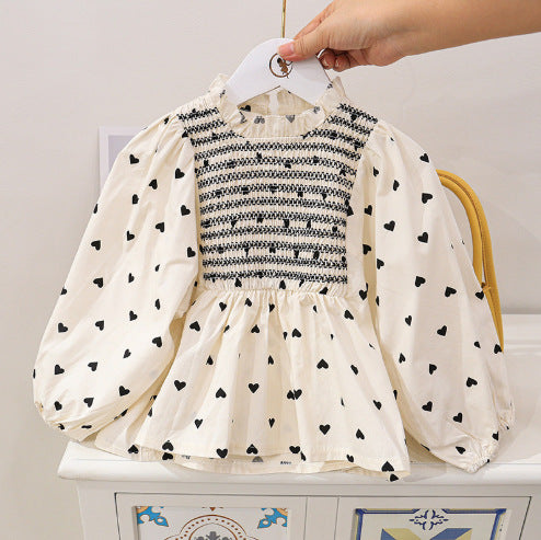 Hearts & Bows Smocked Blouse and Flare Pants Set