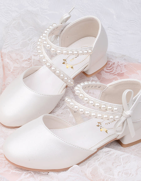 Pearl Whisper Bow Pumps with Block Heels