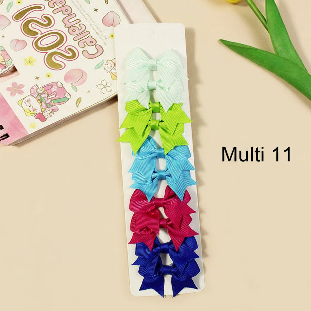 Color Pop Duo Bow Clips - 5pairs
