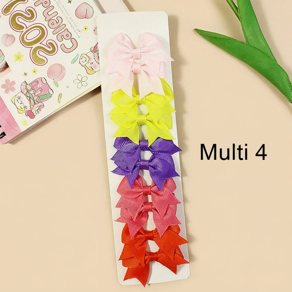 Color Pop Duo Bow Clips - 5pairs