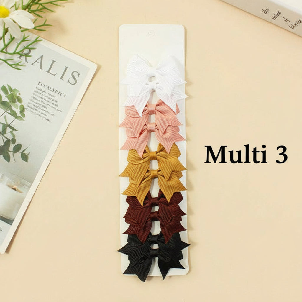 Color Pop Duo Bow Clips - 5pairs