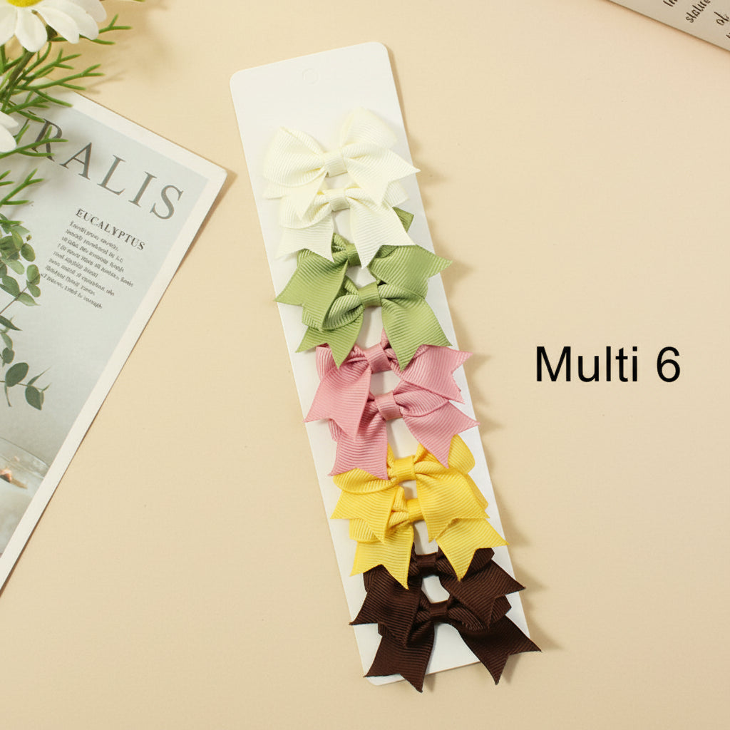 Color Pop Duo Bow Clips - 5pairs