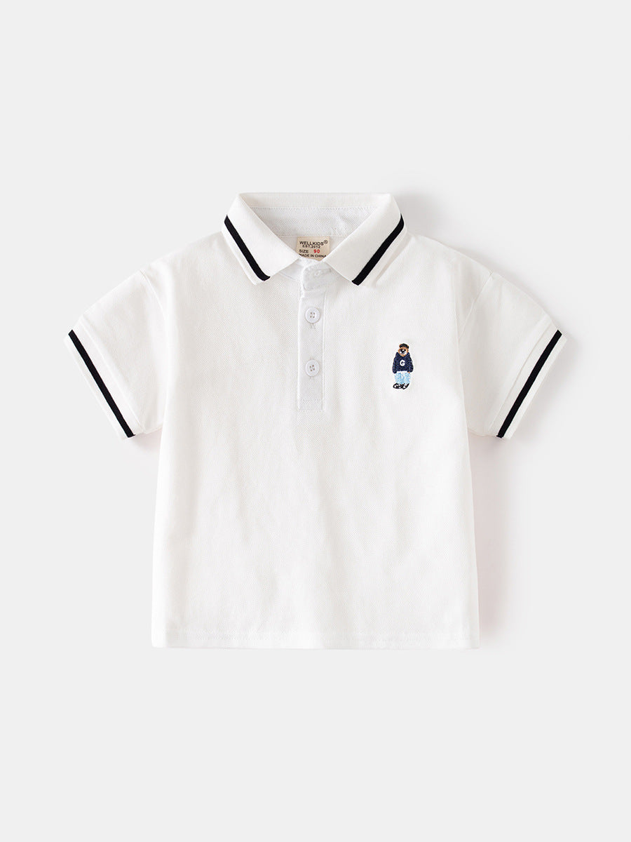 Boys Classic Polo Shirt - Short Sleeve with Embroidered Character