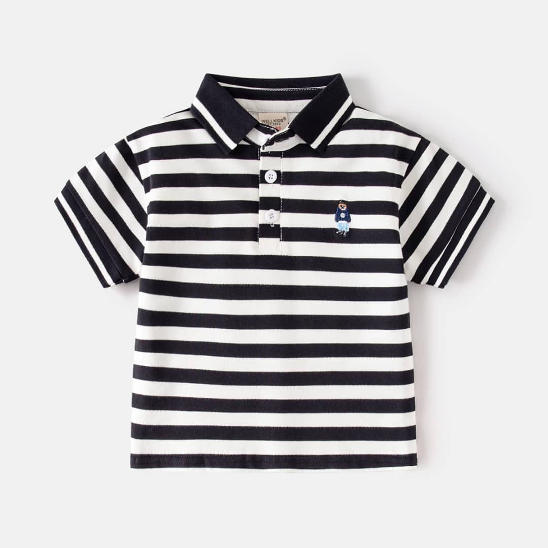 Boys Classic Polo Shirt - Short Sleeve with Embroidered Character