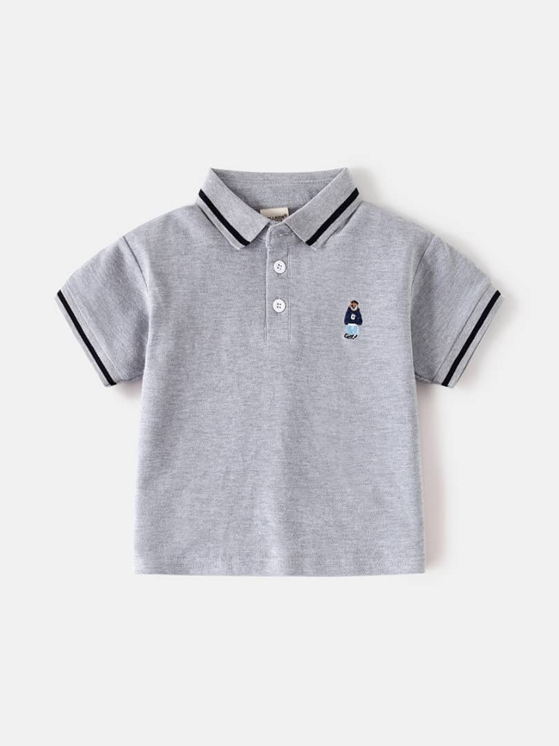 Boys Classic Polo Shirt - Short Sleeve with Embroidered Character