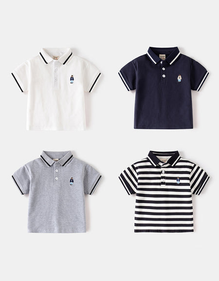 Boys Classic Polo Shirt - Short Sleeve with Embroidered Character