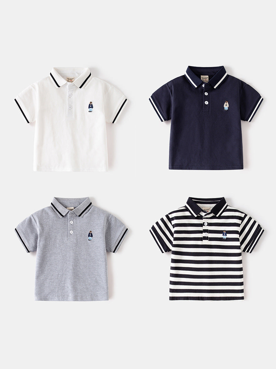 Boys Classic Polo Shirt - Short Sleeve with Embroidered Character