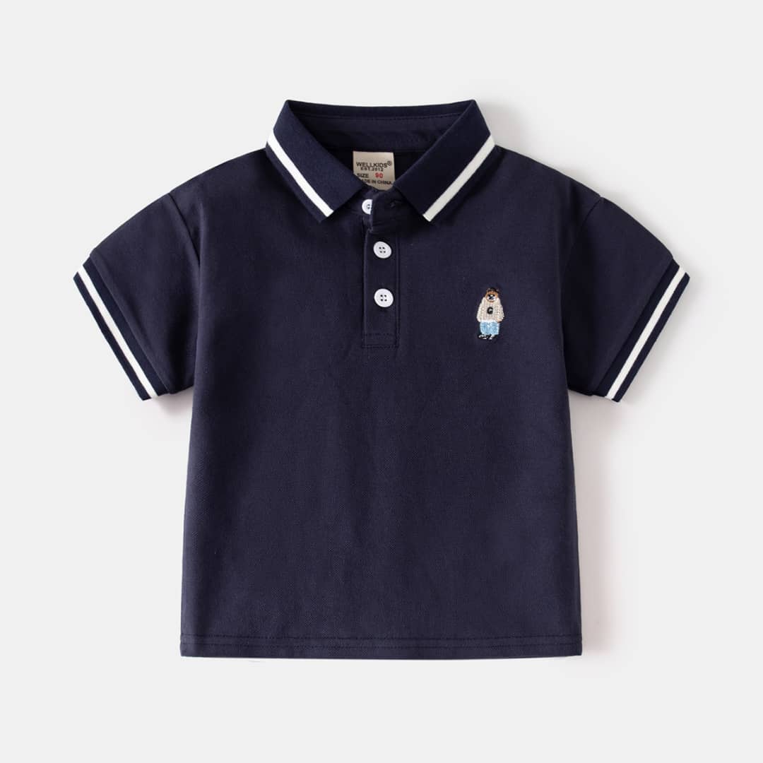 Boys Classic Polo Shirt - Short Sleeve with Embroidered Character