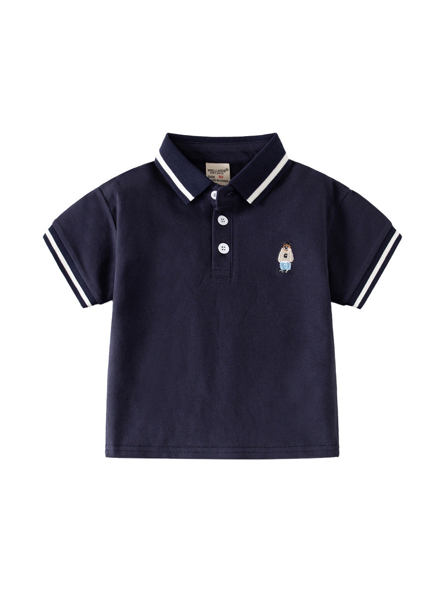 Boys Classic Polo Shirt - Short Sleeve with Embroidered Character