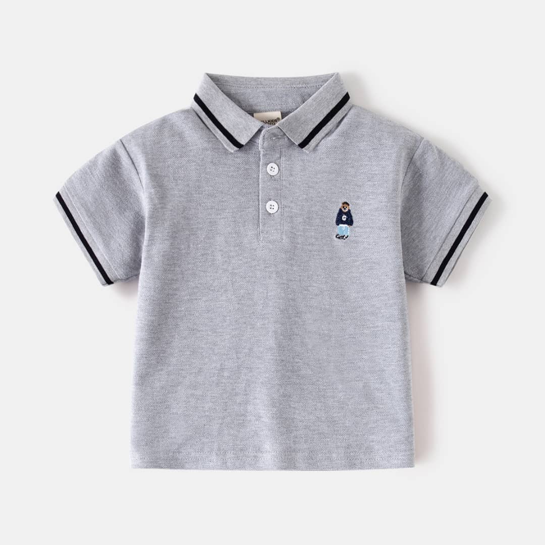 Boys Classic Polo Shirt - Short Sleeve with Embroidered Character