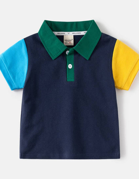 Kids Color-Block Polo Shirt - Contrast Sleeves