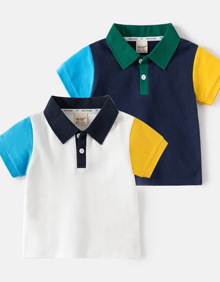 Kids Color-Block Polo Shirt - Contrast Sleeves