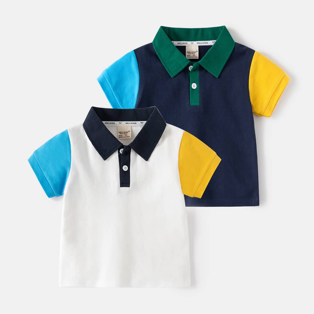 Kids Color-Block Polo Shirt - Contrast Sleeves