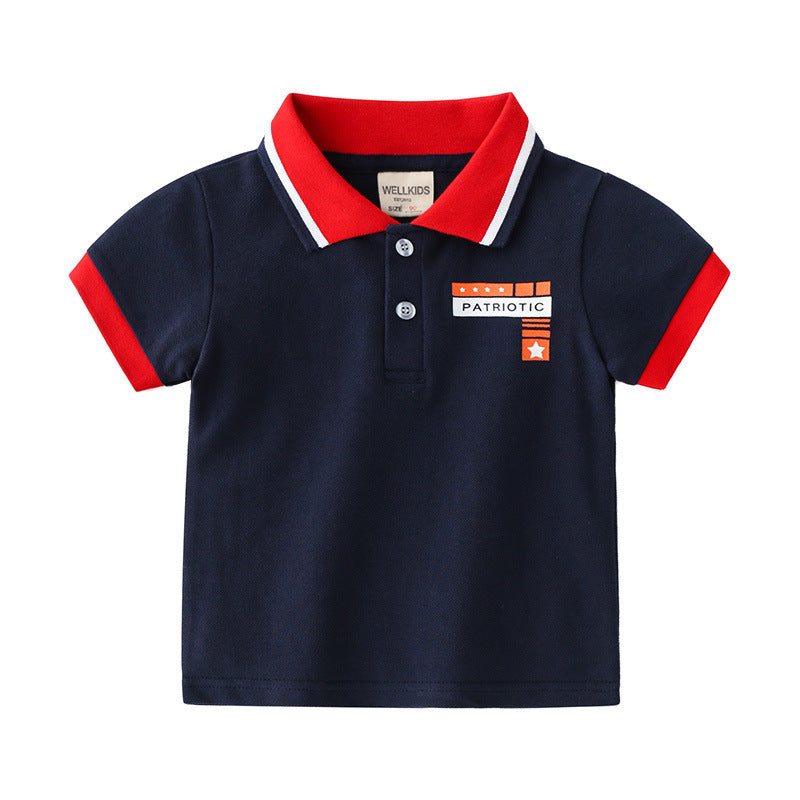 Cotton Comfort Patriotic Polo Shirt - Navy blue & Red