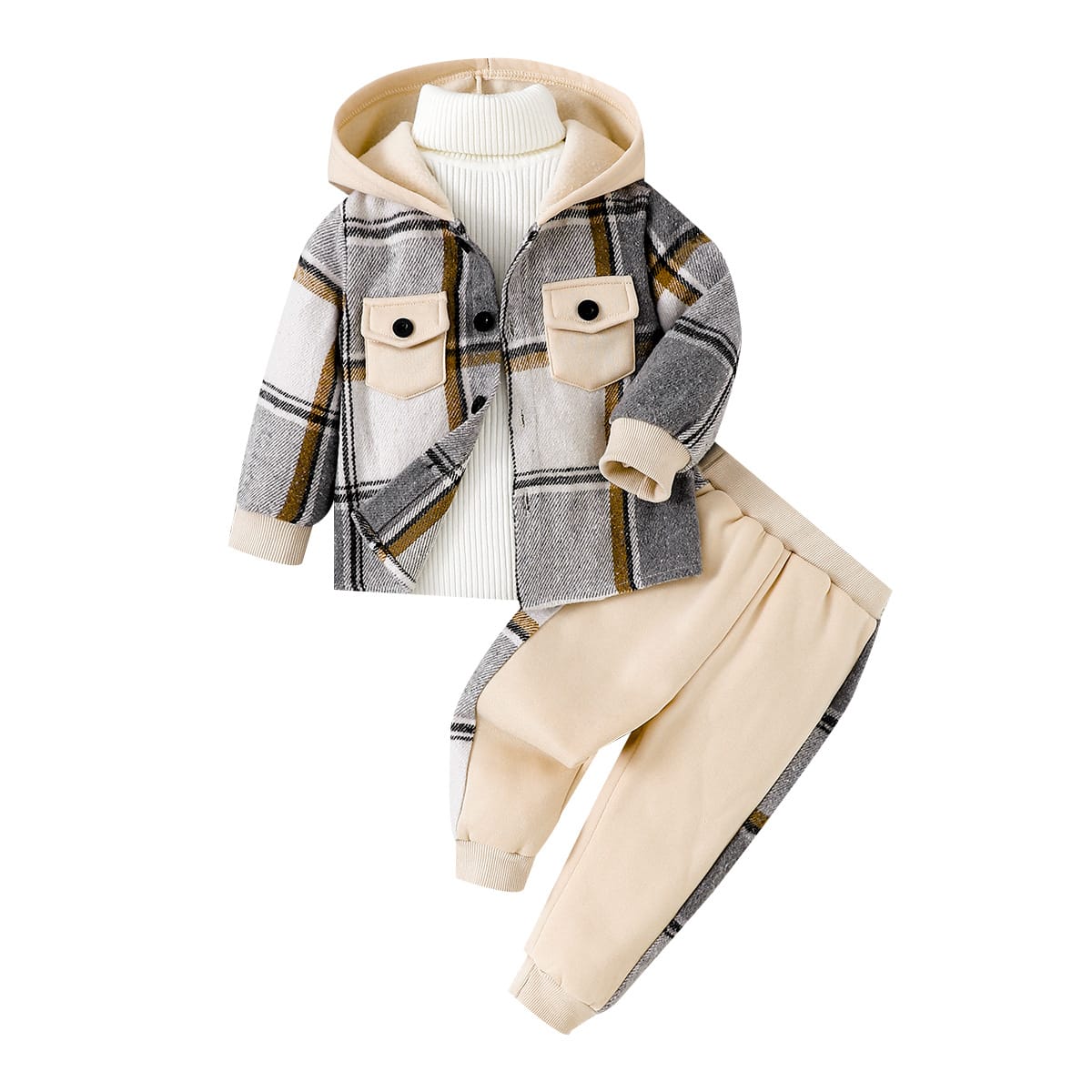 Plaid & Play Cozy Hooded Jacket Set