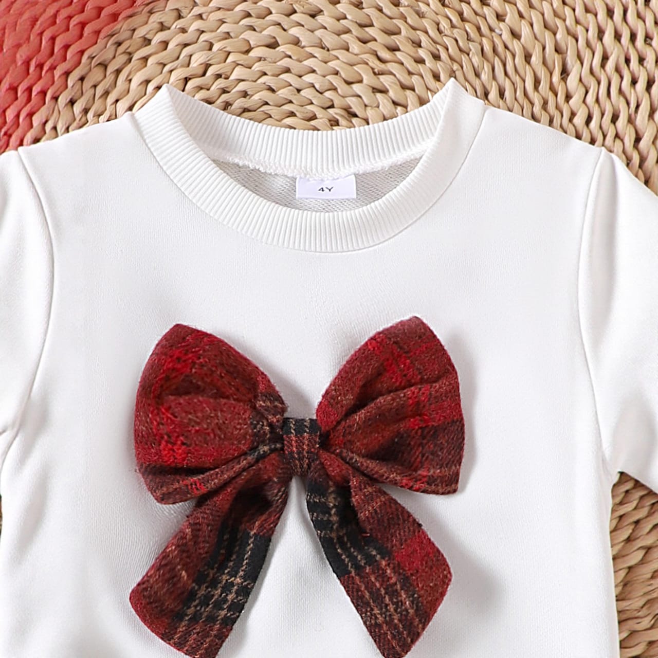 Plaid & Ruffles Long-sleeved Top and Skirt Set