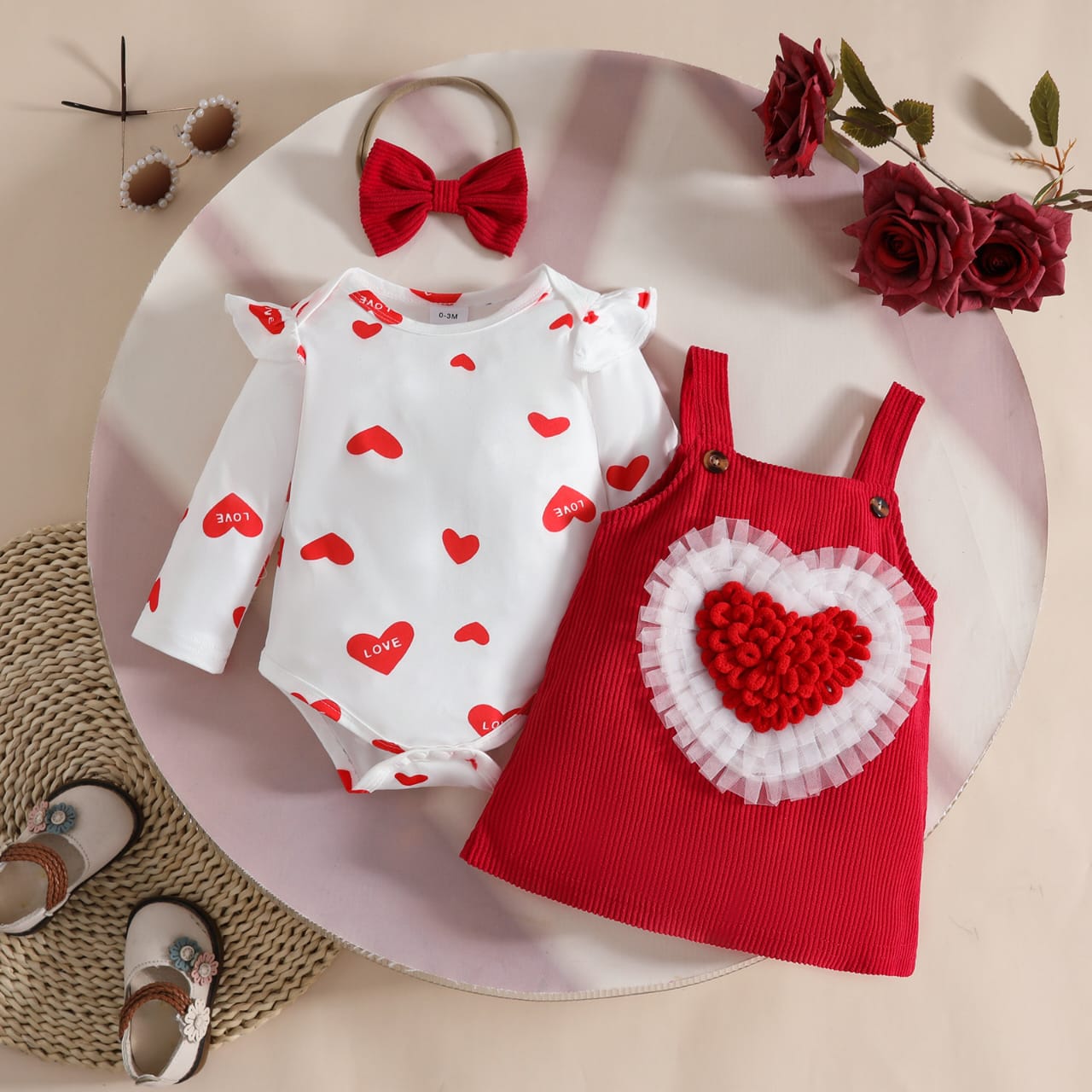 The Sweetheart Sparkle Pinafore & Onesie Set
