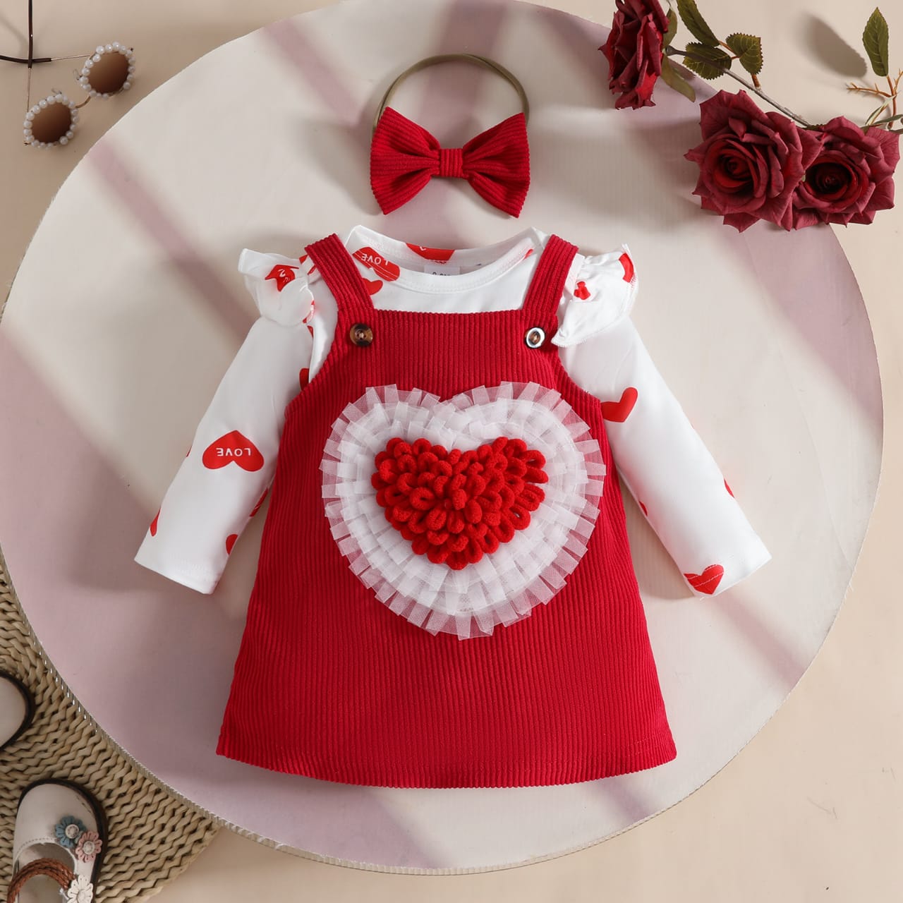 The Sweetheart Sparkle Pinafore & Onesie Set