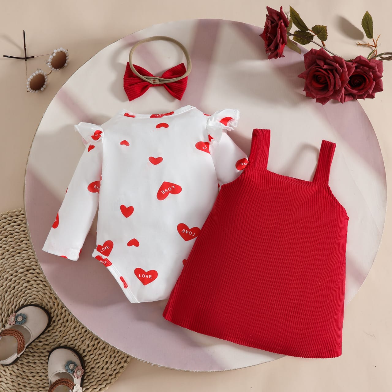 The Sweetheart Sparkle Pinafore & Onesie Set