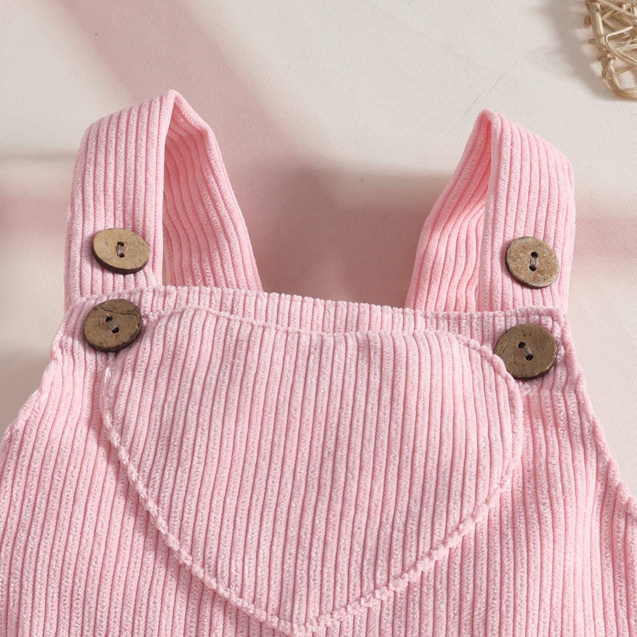 Pink Corduroy Pinafore & Heart Onesie Set