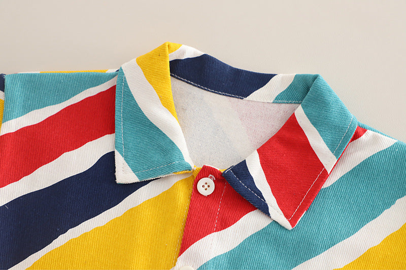 Stripe Pop 2piece Shirt and Denim Set