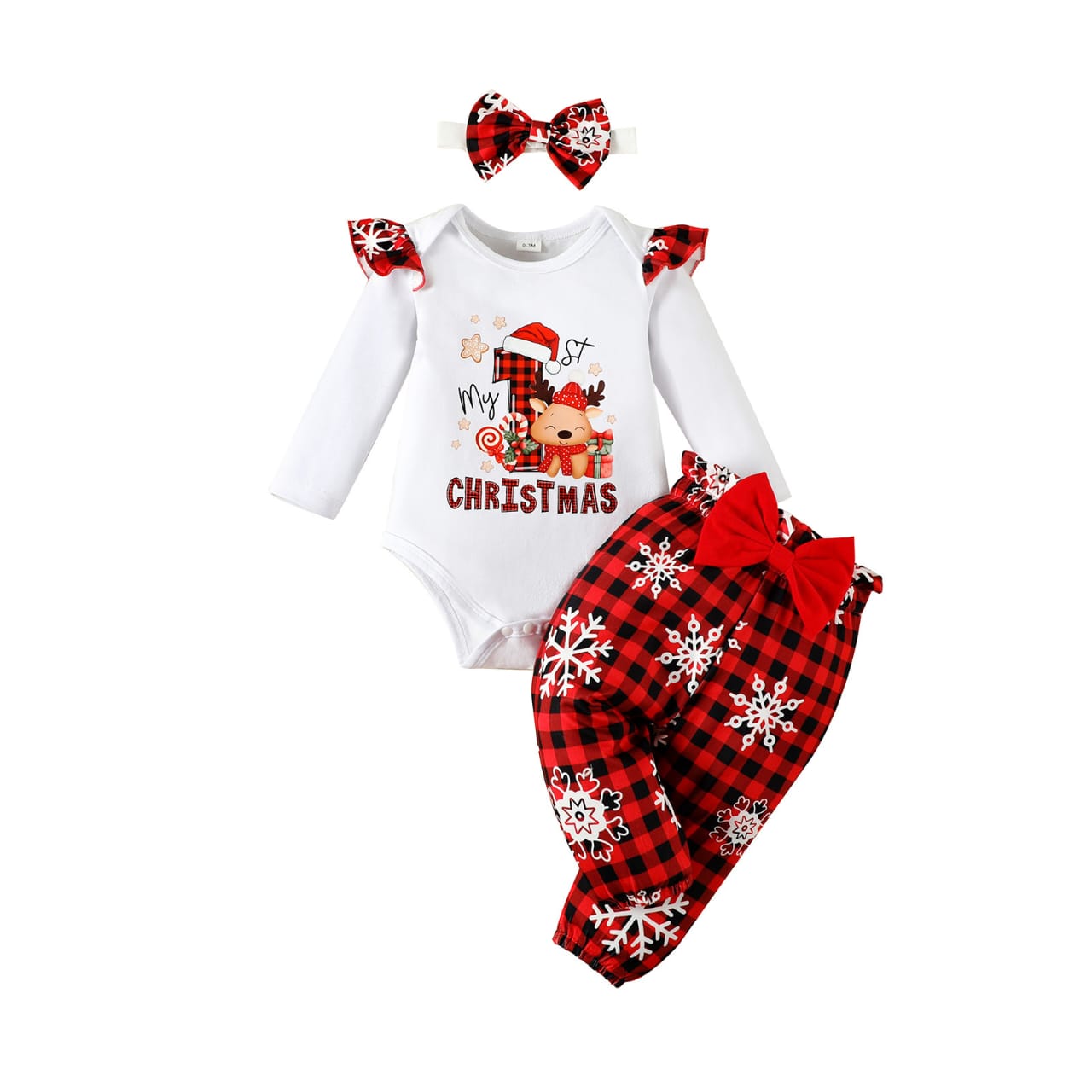 Plaid Reindeer Joy - Baby's First Christmas Set