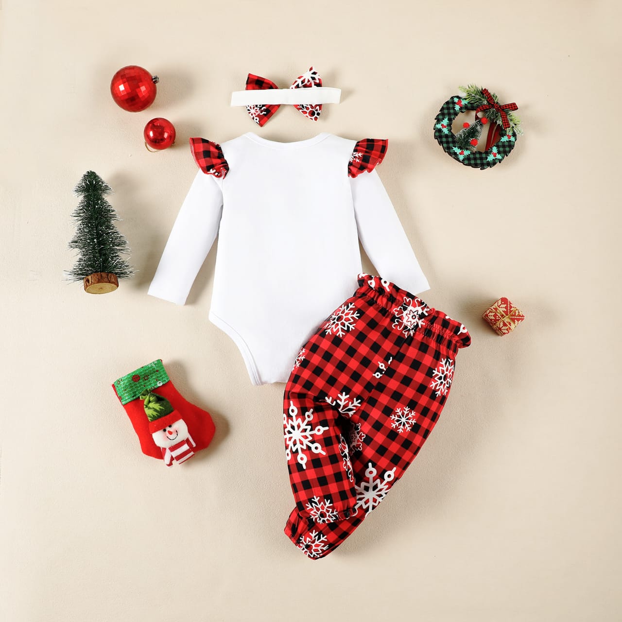 Plaid Reindeer Joy - Baby's First Christmas Set