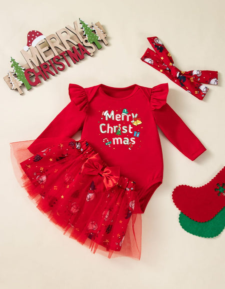Merry Sparkle Christmas Set - Red Tulle & Onesie